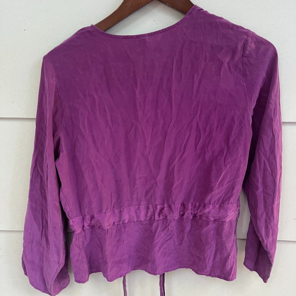 Vintage 100% Silk Purple Tie Top - Picture 2 of 3
